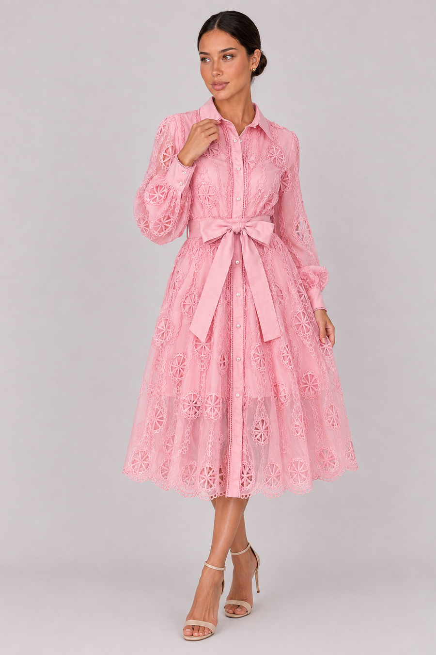 The Marielle: Embroidered Bubble Sleeve Dress — product image 17