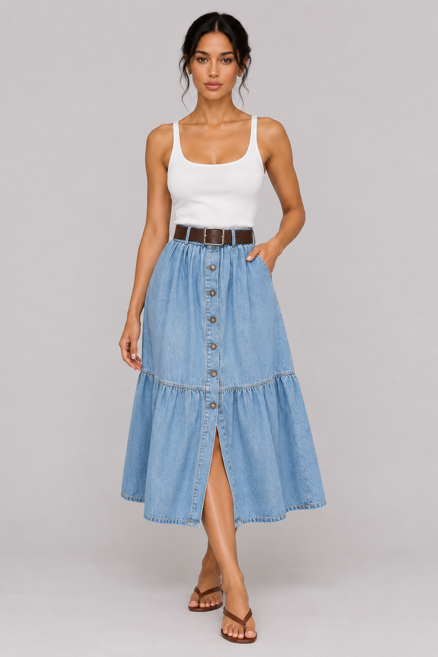 Noémie Denim Ruffle Maxi Skirt — product image 1