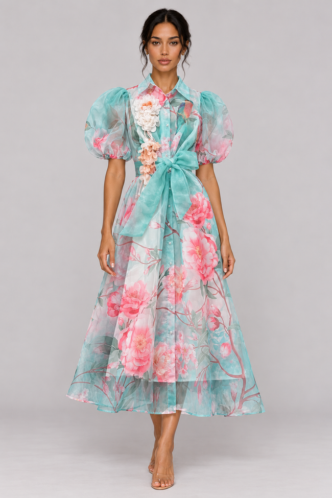 Celina Floral Lace-Up Midi Dress — product image 14