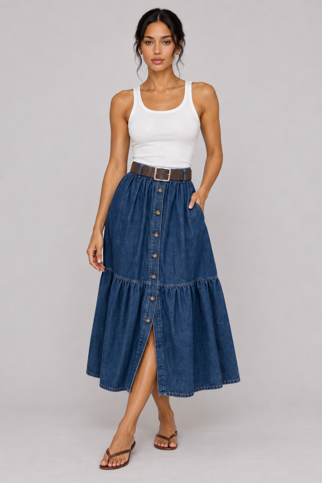 Noémie Denim Ruffle Maxi Skirt — product image 6