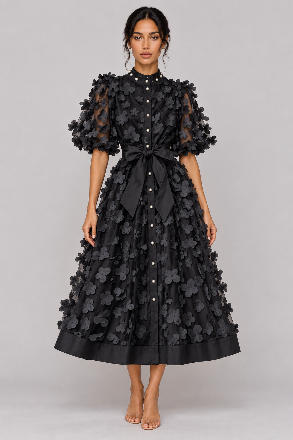 Fleur 3D Floral A-Line Midi Dress — product image 19