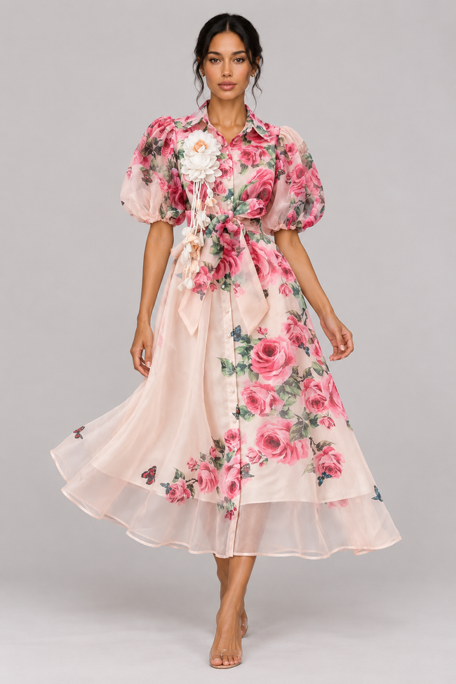 Celina Floral Lace-Up Midi Dress — product image 3