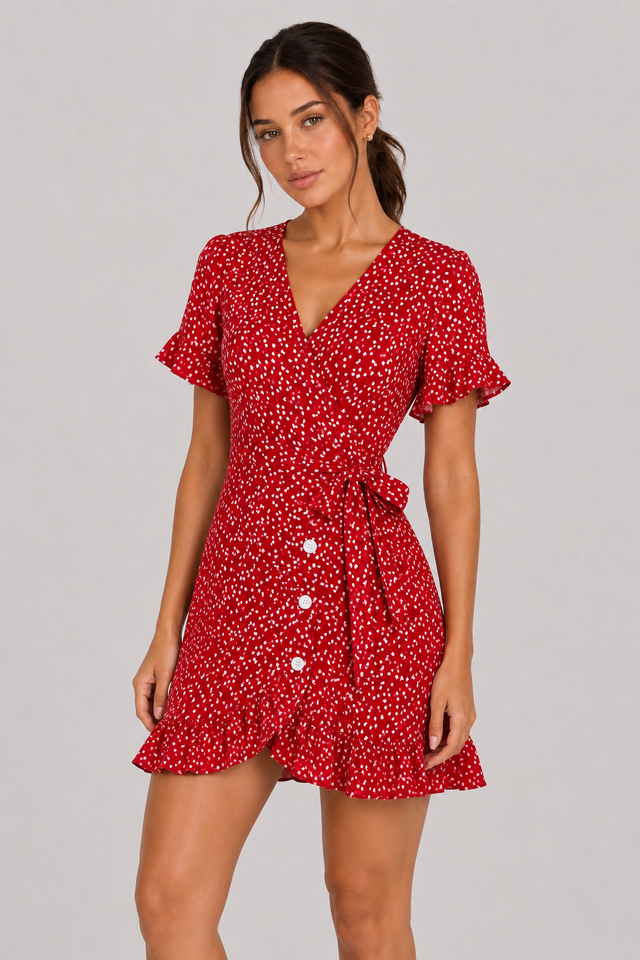 The Wren: Flared Sleeve Tie-Waist Mini — product image 11